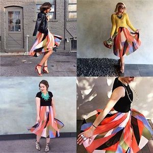 Anthropologie multicolored pleated skirt